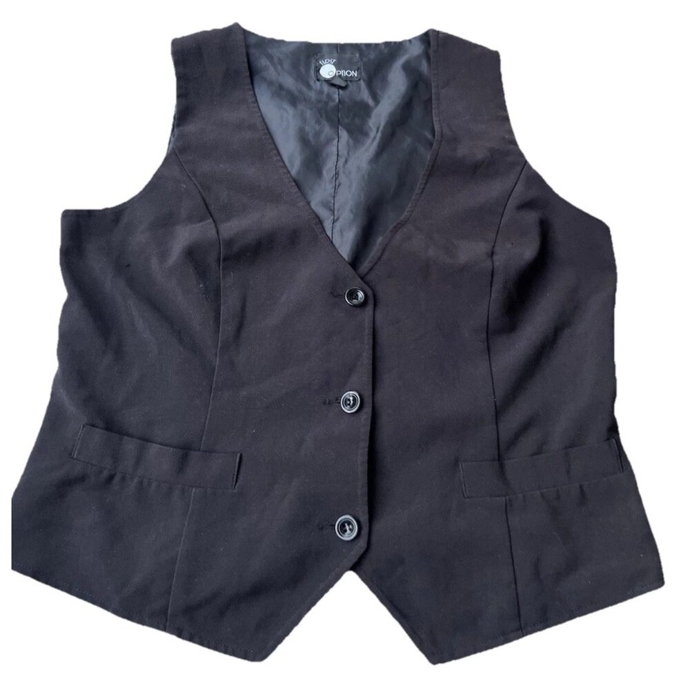 Vintage First Option Plaid Vest Jacket Button Black Women’s Size 10 Formal